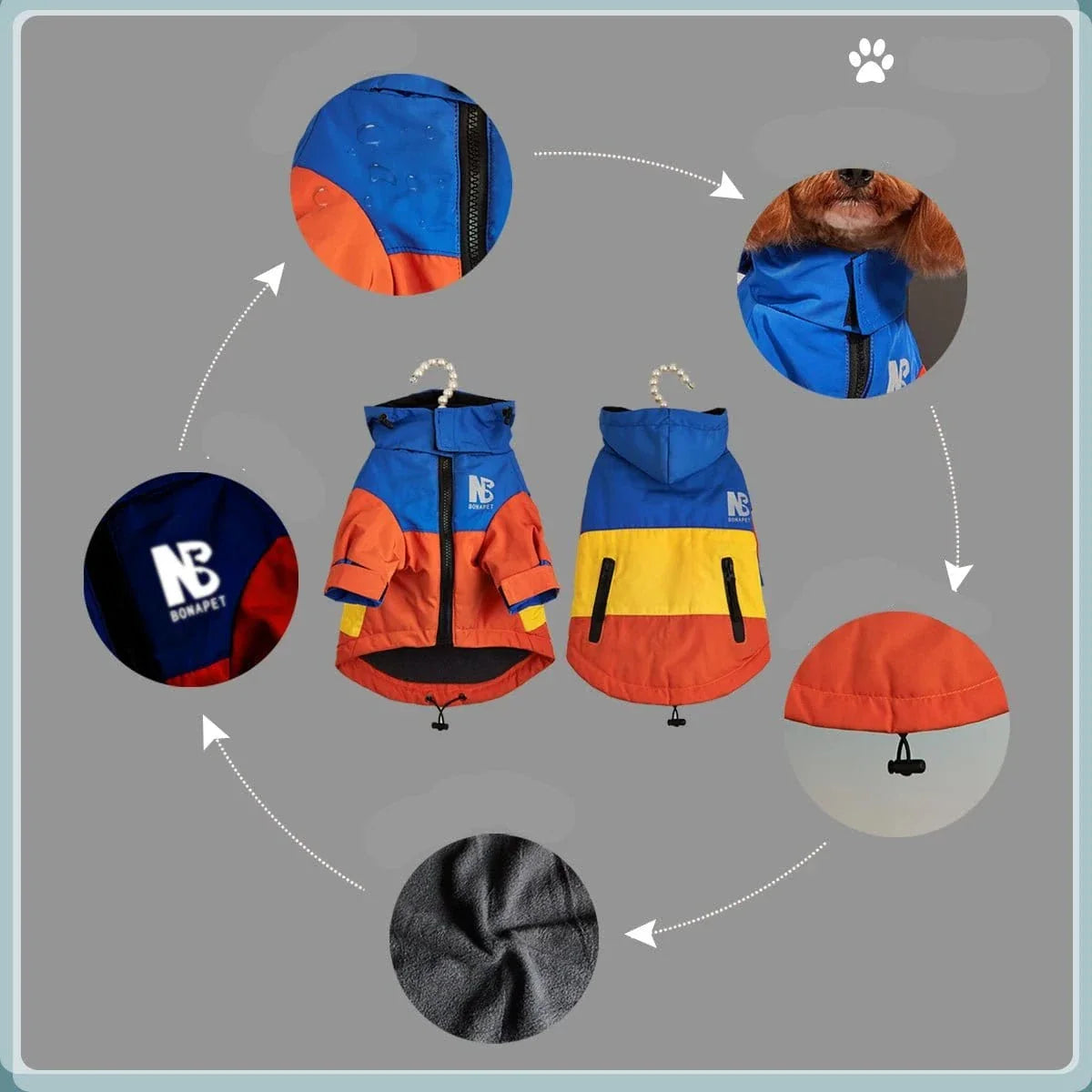 Veste d’hiver imperméable pour chien avec molleton épais et couleurs vives
