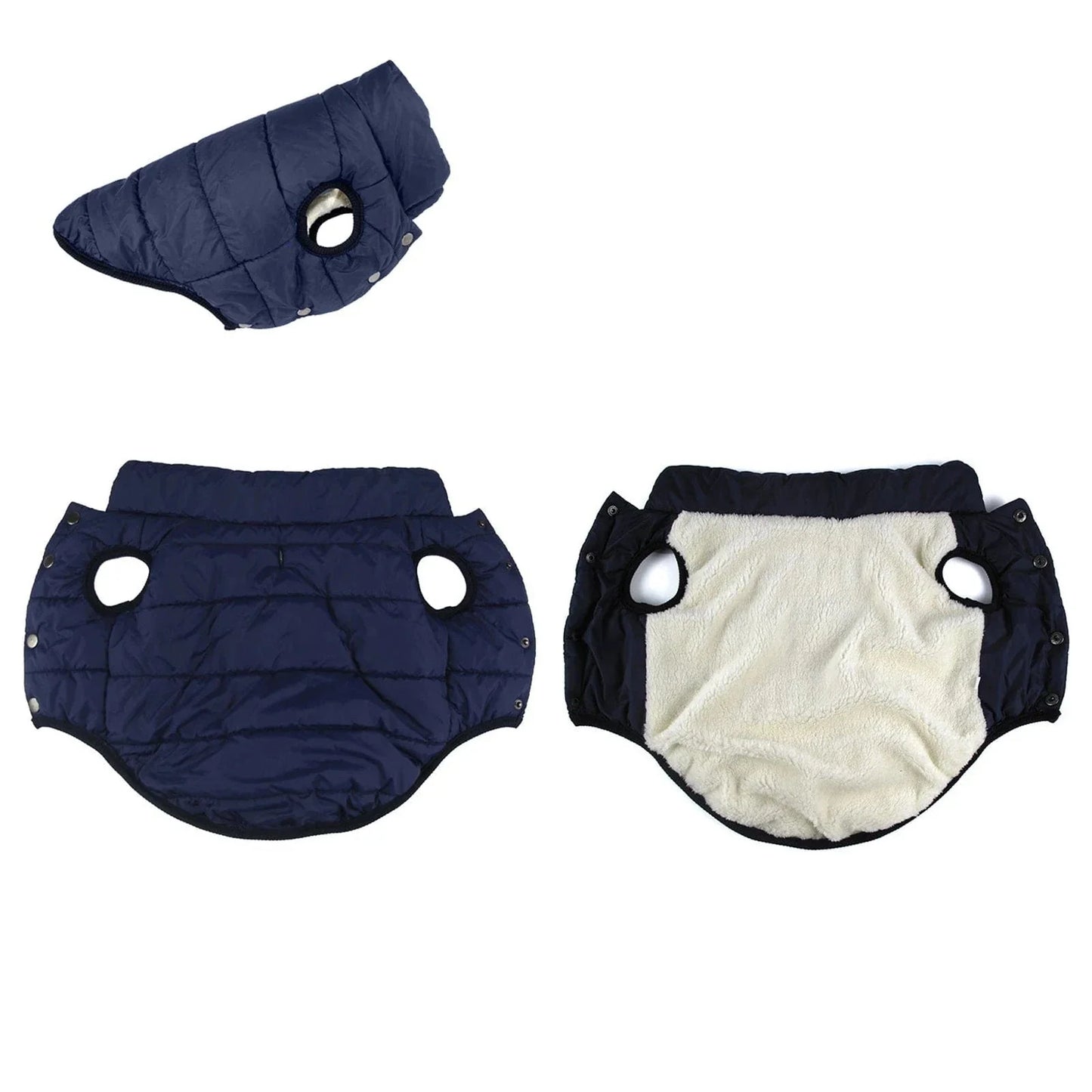 Navy blue dog puffer vest, veste d’hiver imperméable pour bulldogs français