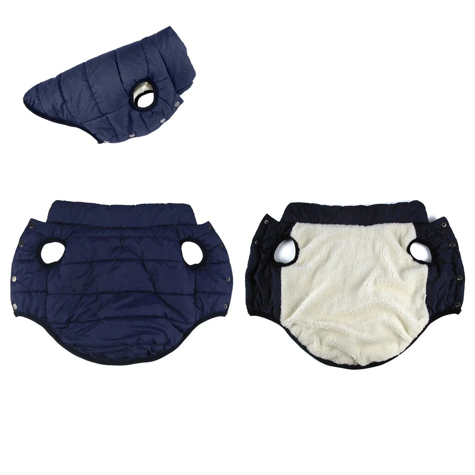 Navy blue dog puffer vest, veste d’hiver imperméable pour bulldogs français