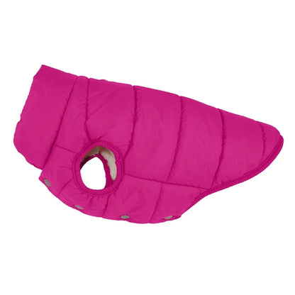 Veste d’hiver imperméable pour bulldogs français avec motif Fuchsia et doublure molletonnée