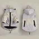 Veste imperméable pour chien petit taille avec capuche, deux tons avec manches et fermeture éclair