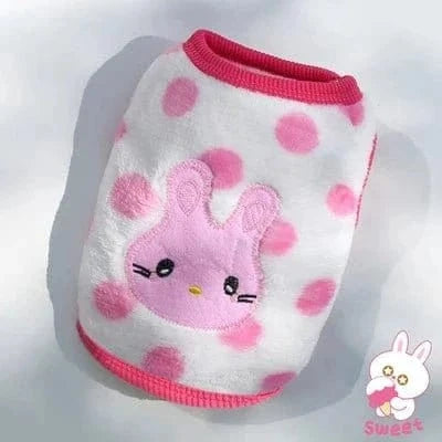 Veste polaire hiver pour petit chien, blanc et rose à pois, tailles disponibles