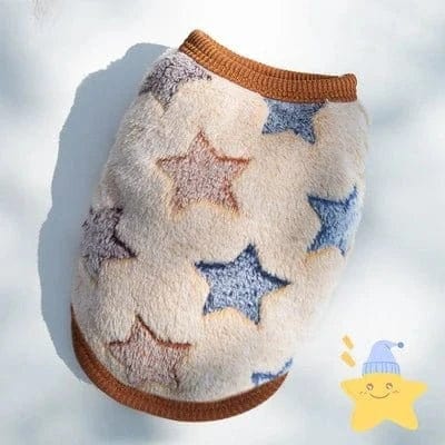 Veste polaire hiver pour petit chien avec motif étoile fuzzy, tailles disponibles